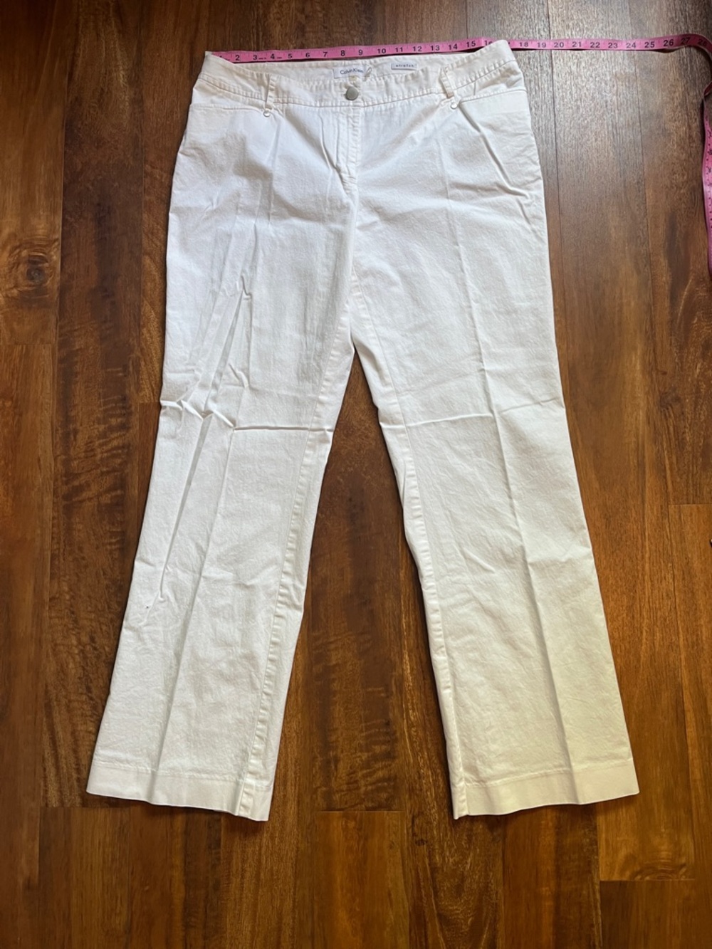 Calvin Klein White Stretch Wide-Leg Pants